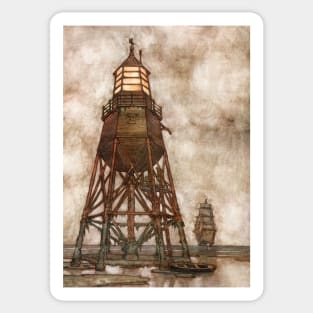 William Heath Robinson - Coastwise Lights Sticker